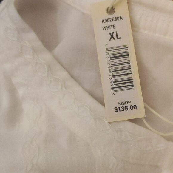 Max Studio NWT white cotton flutter slv flouncy ruffle dress, knee length XL - Picture 8 of 11